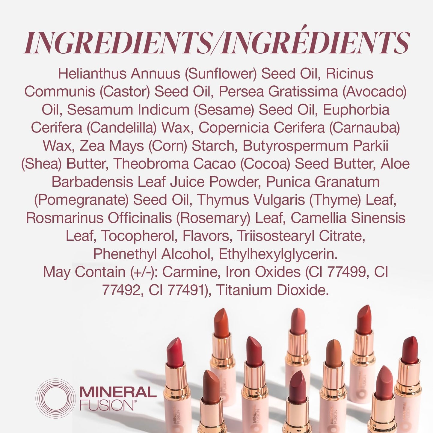 Mineral Fusion Long-Lasting Lipstick, Vivid & Smudge-Free Lip Color with Avocado Oil, Cocoa Seed Butter, Free of FD&C Dyes, Paraben and Gluten, Beauty & Personal Care Mineral Fusion