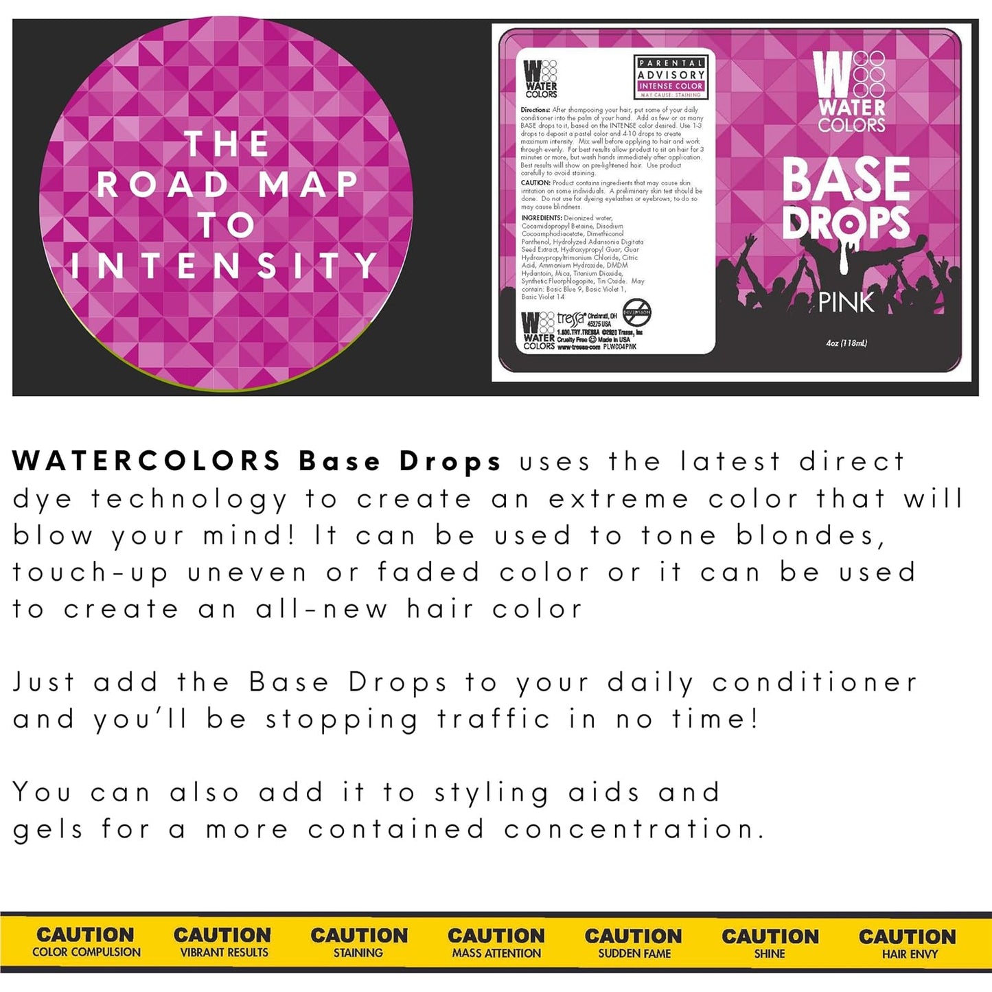 Watercolors Base Drops, Temporary Hair Dye Color Booster, Cruelty-Free, 4 oz - PINK Beauty & Personal Care Watercolors