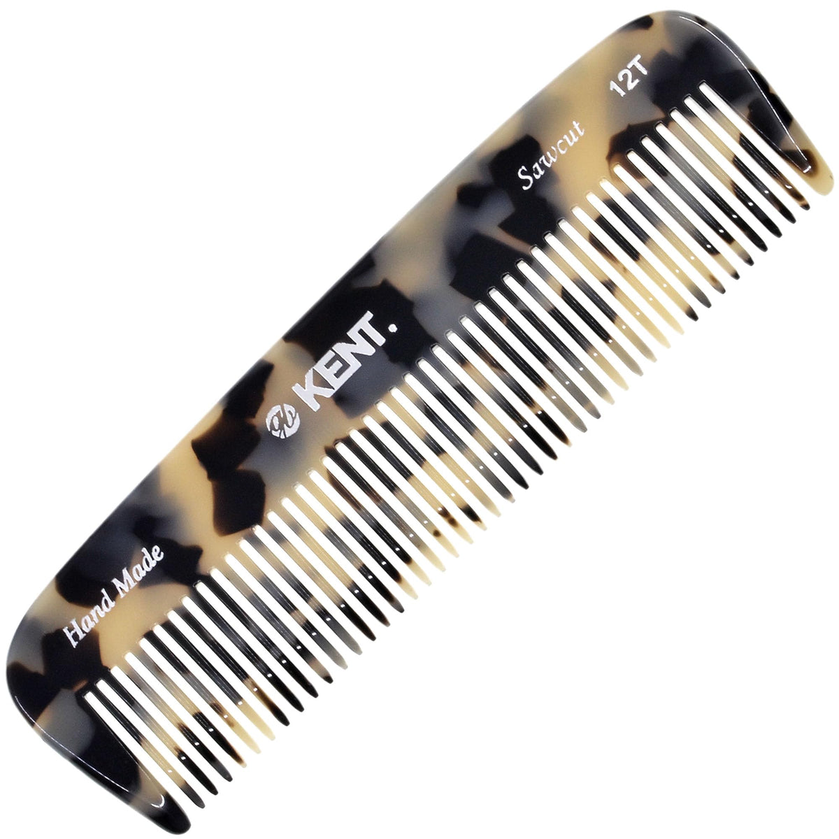 Kent 12T TW Pocket Comb - Handmade Wide Tooth Hair Comb for Men, Women, and Kids - Travel, Beard, and Mustache Comb - Saw Cut and Hand Polished Made