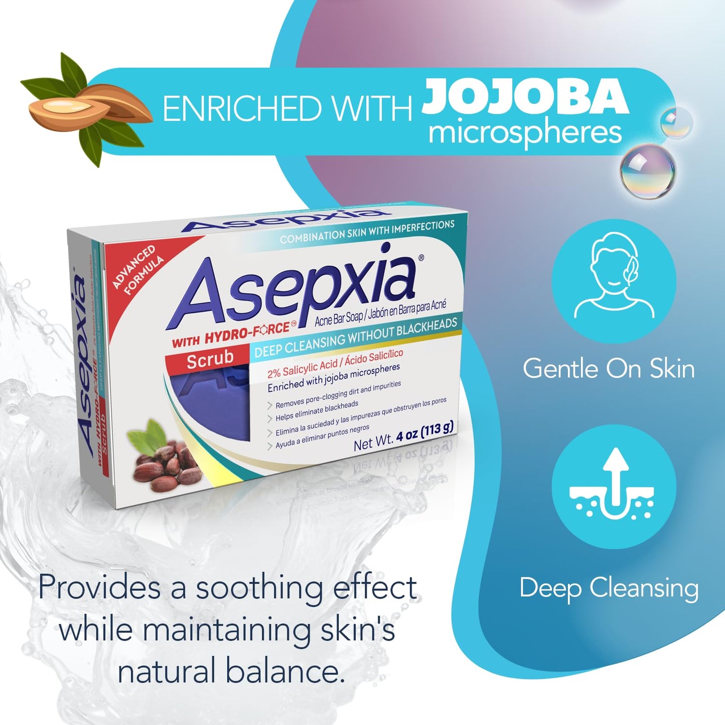 Asepxia Acne Treatment Bar Soap: Removes pore-clogging dirt and impurities, Helps eliminate blackheads, Deep cleansing without blackheads, Salicylic Beauty & Personal Care Asepxia