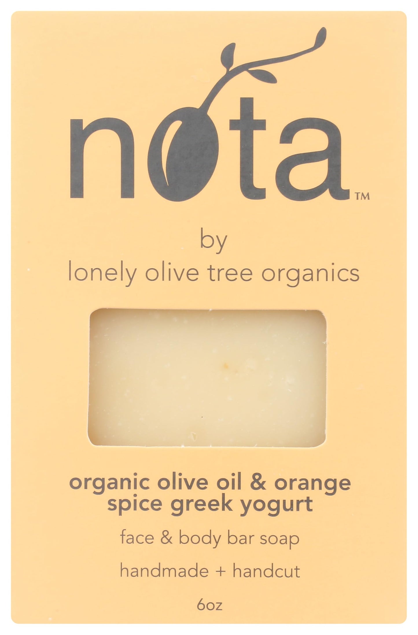 Nota Face & Body Bar Soap, Organic Olive Oil & Orange Spice Greek Yogurt, 6 Ounce (Pack of 1) Beauty & Personal Care Nota