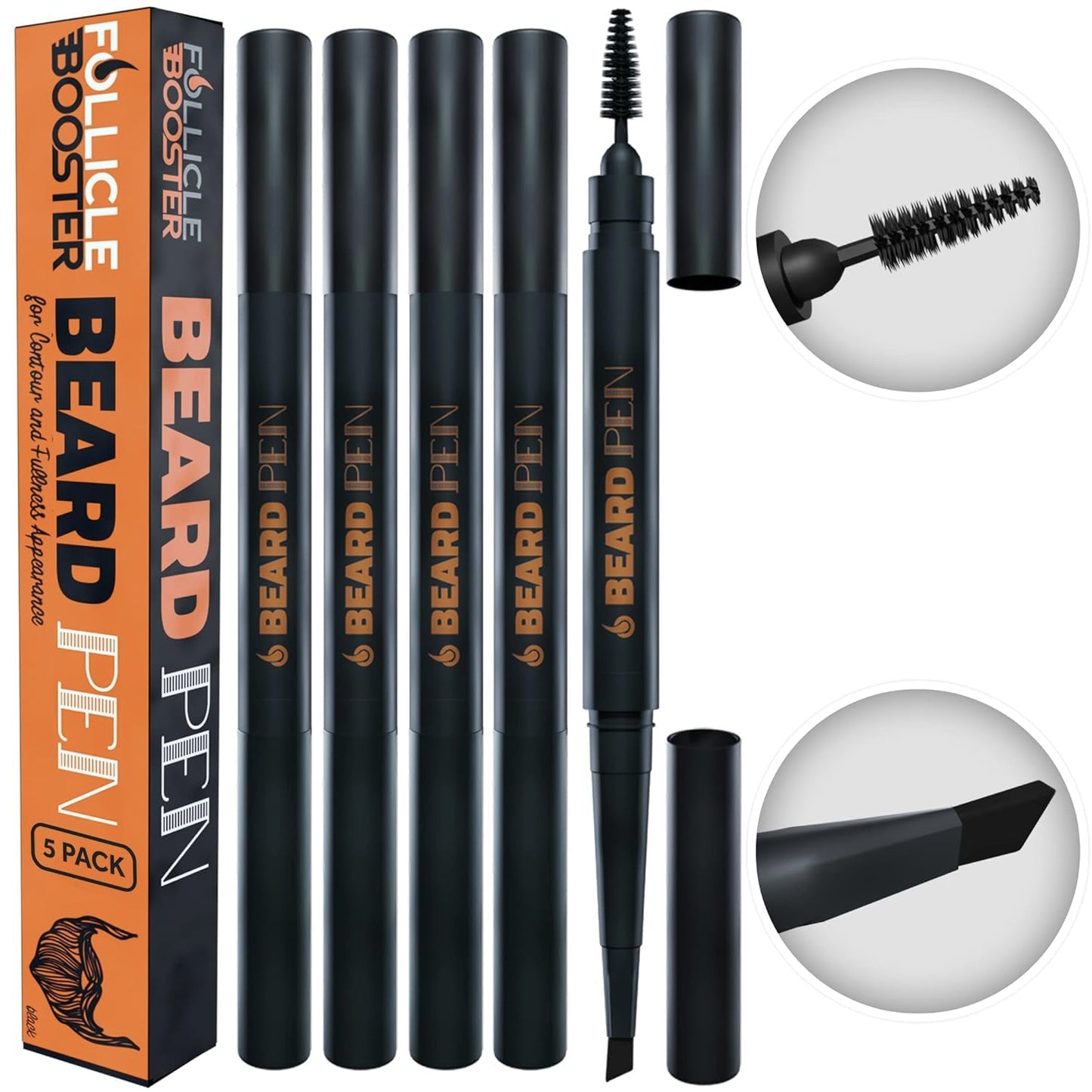 Beard Pen Filler for Men - Barber Styling Grooming Pencil - Waterproof, Sweat Proof, Long Lasting Solution with Natural Finish - Cover Beard and Scalp Beauty & Personal Care FOLLICLE BOOSTER