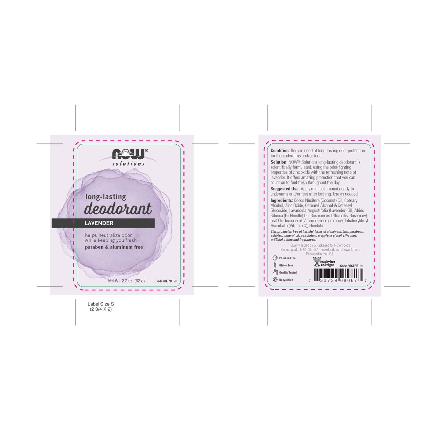 NOW Foods, Deodorant Stick Long Lasting 2.2 OZ Beauty and Personal Care NOW Foods