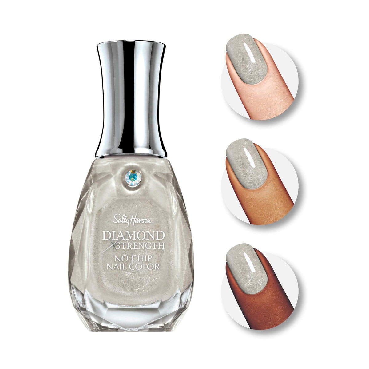 Sally Hansen Diamond Strength, Diamonds, Nail Growth, Protective Layer, Sheer, Shimmery Grey Nail Polish Beauty & Personal Care Sally Hansen