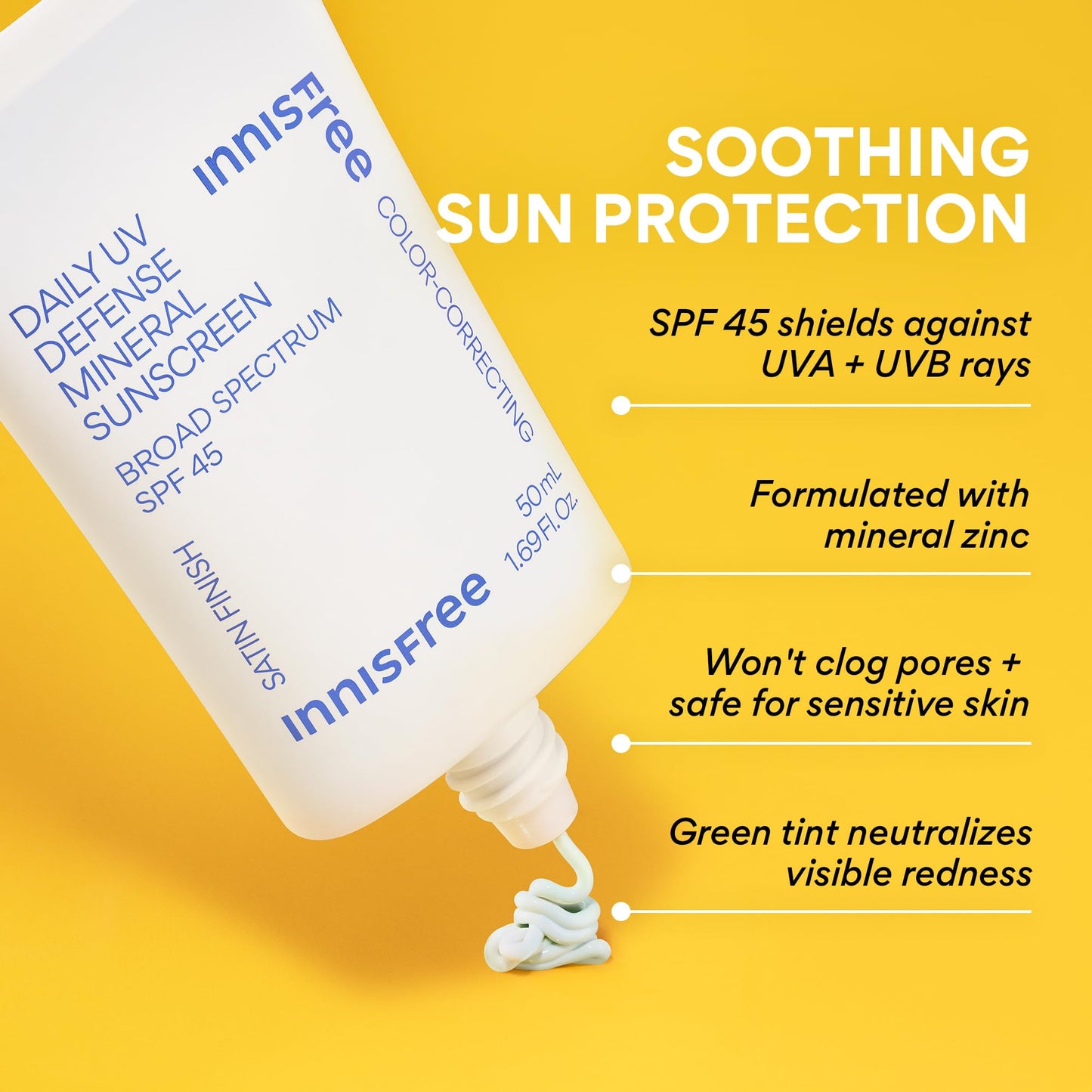 innisfree Daily Mineral UV Defense SPF 45 | Tinted Korean Sunscreen with Zinc Oxide for Redness | Gentle, Hydrating and Lightweight | Available in 2 Beauty and Personal Care innisfree