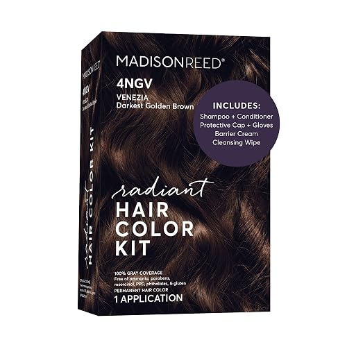 Madison Reed Radiant Hair Color Kit - 4NGV Darkest Golden Brown with Warm Tones (Venezia Brown), Permanent Hair Dye, Superior Gray Coverage Beauty & Personal Care Madison Reed