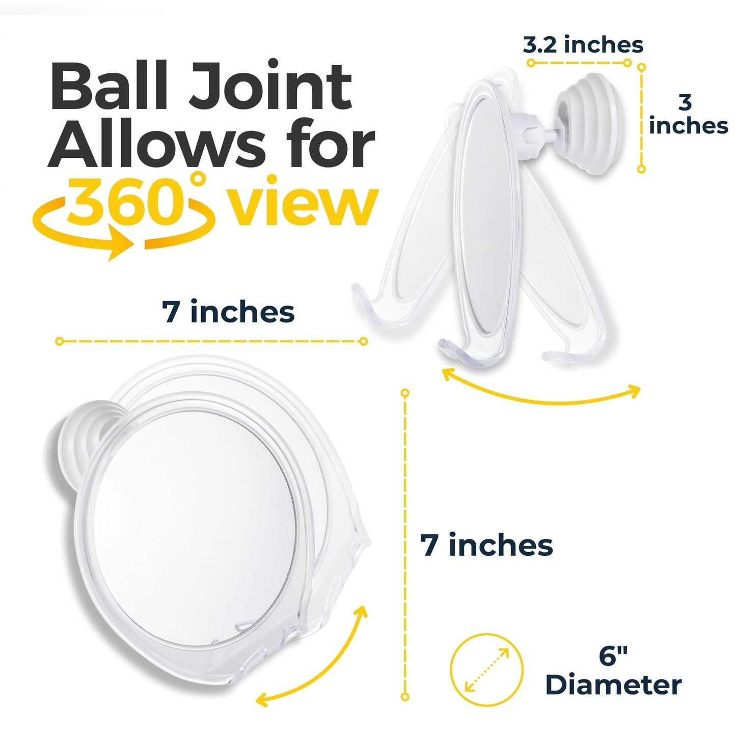 HONEYBULL Fogless Shower Mirror for Shaving with Suction Mount, White Beauty and Personal Care HONEYBULL