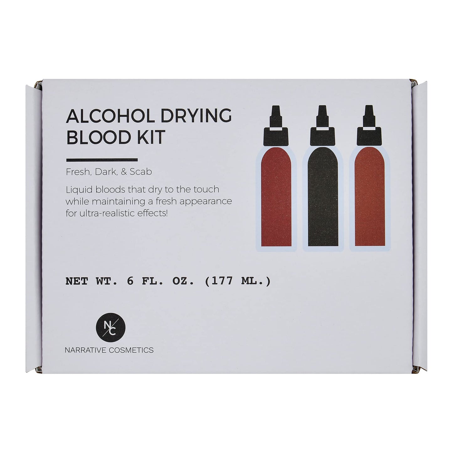 Narrative Cosmetics Alcohol Drying Blood Kit -2 fl oz | Dries to Touch, Keeps Wet Glossy Look | Won't Transfer or Smudge | SFX Wounds, Scabs, Gore | Beauty & Personal Care Narrative Cosmetics
