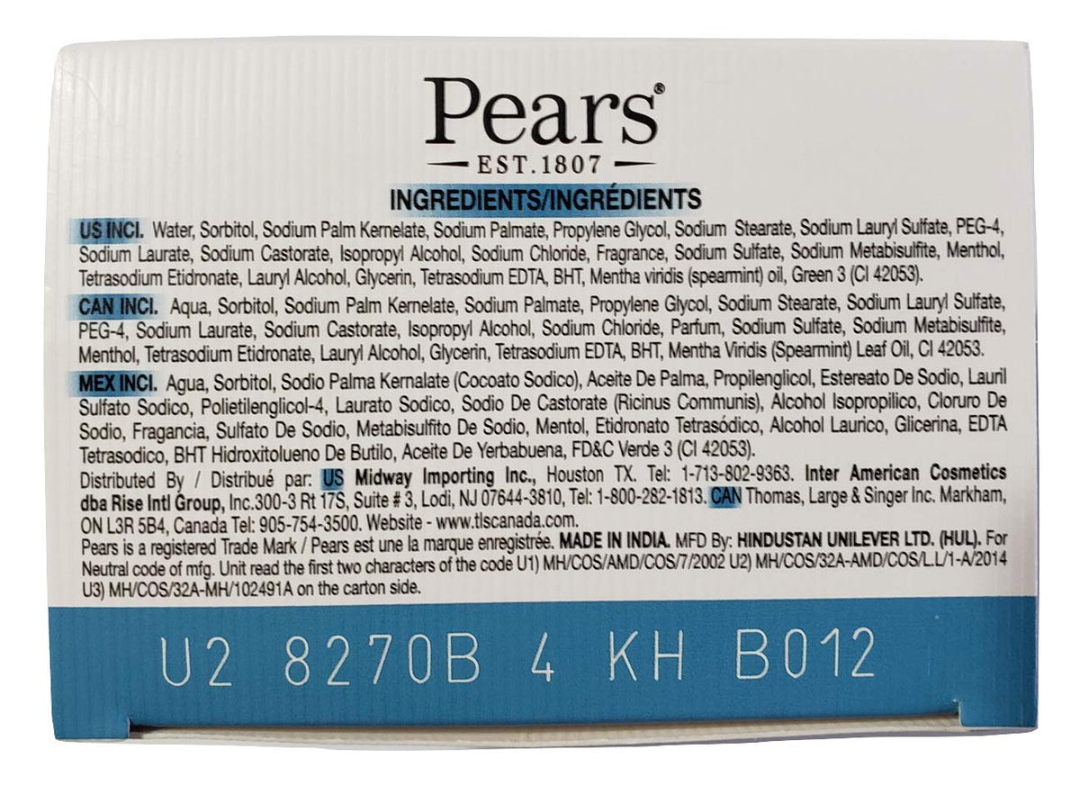 Pears Soap with Mint Extract, 3.5 Ounce Bars, 3 Each Beauty & Personal Care Unilever