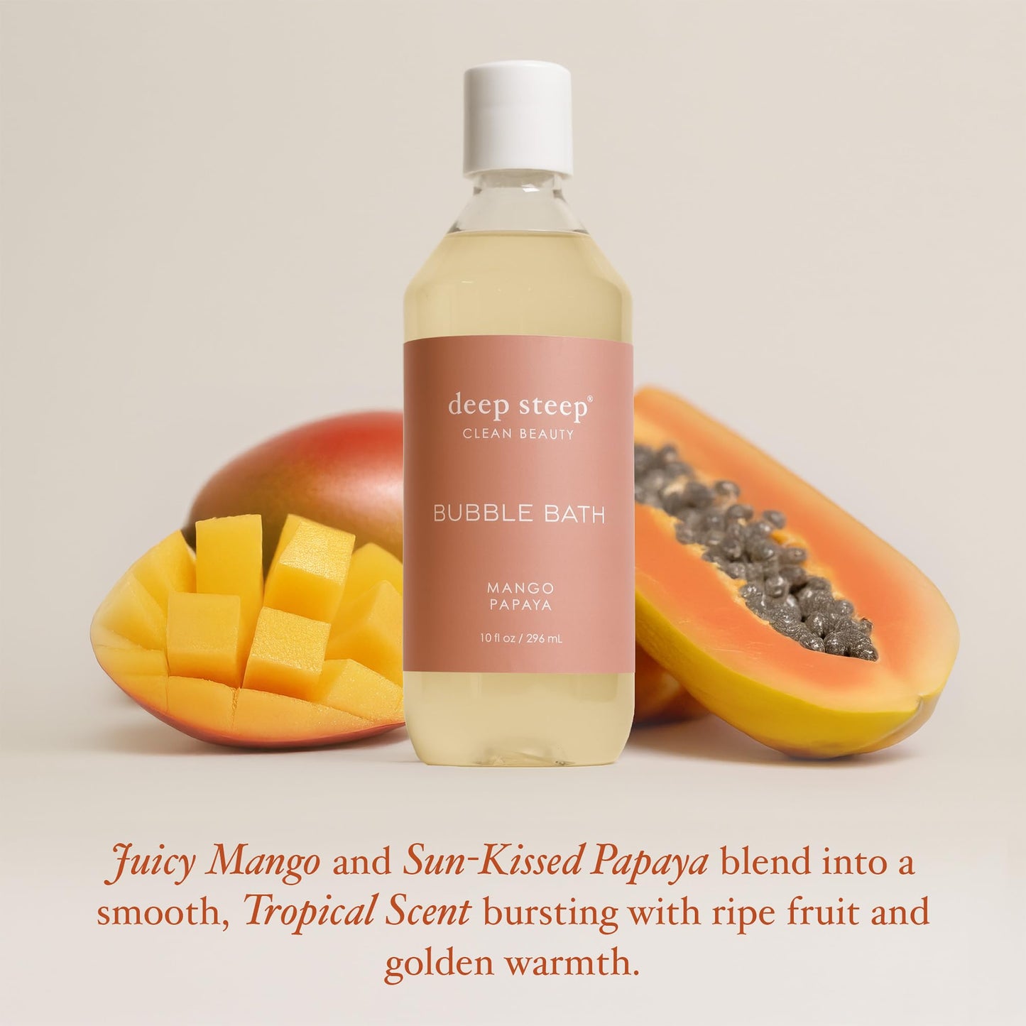 Deep Steep Bubble Bath, Mango Papaya, 10 oz - Soothing Soak with Shea Butter, Argan Oil, Aloe Vera & Coconut Oil - Vegan, Sulfate-Free, PH-Balanced Beauty and Personal Care Deep Steep