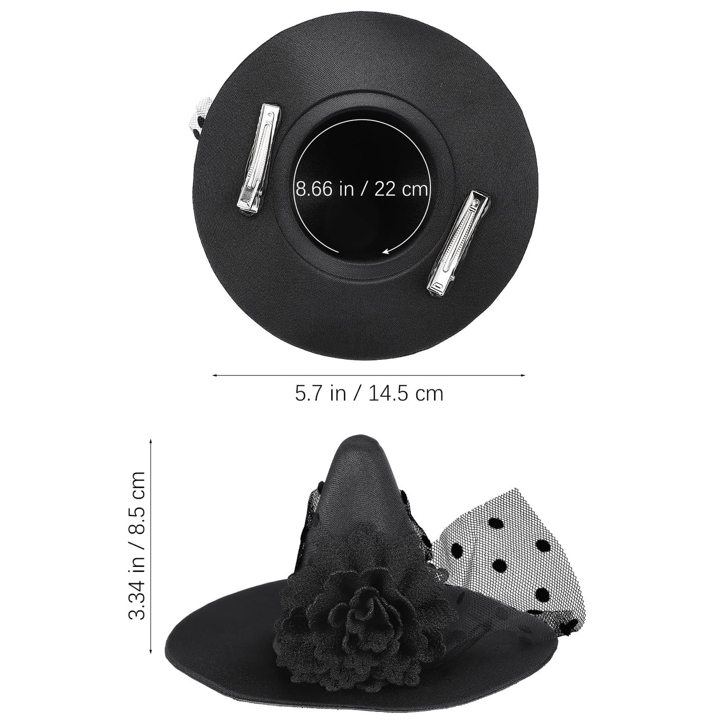 Small Witch Hat Retro Black Witch Flower Hair Clip Decorative Halloween Hair Accessories for Party (Black Flower) Beauty & Personal Care leorx