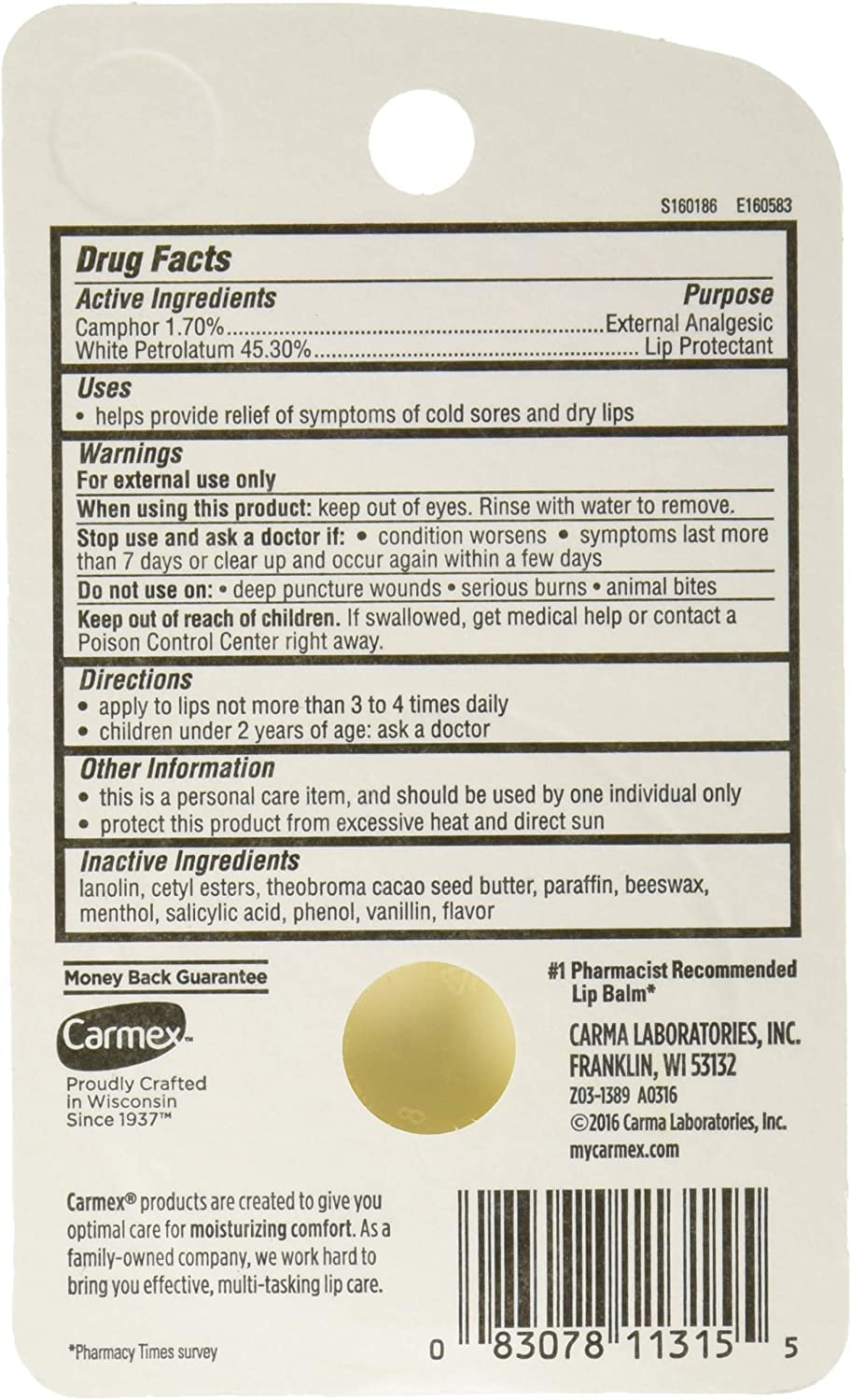 Carmex Classic Lip Balm Medicated, 0.25 oz (Pack of 2) Beauty and Personal Care Carmex