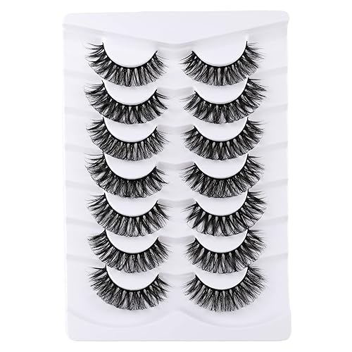 Mebver Russian Strip Lashes False Eyelashes Cat Eye Lashes Faux Mink Lashes Natural Look Fake Eyelashes Fluffy Wispy Lashes That Look Like Extensions Beauty & Personal Care Mebver
