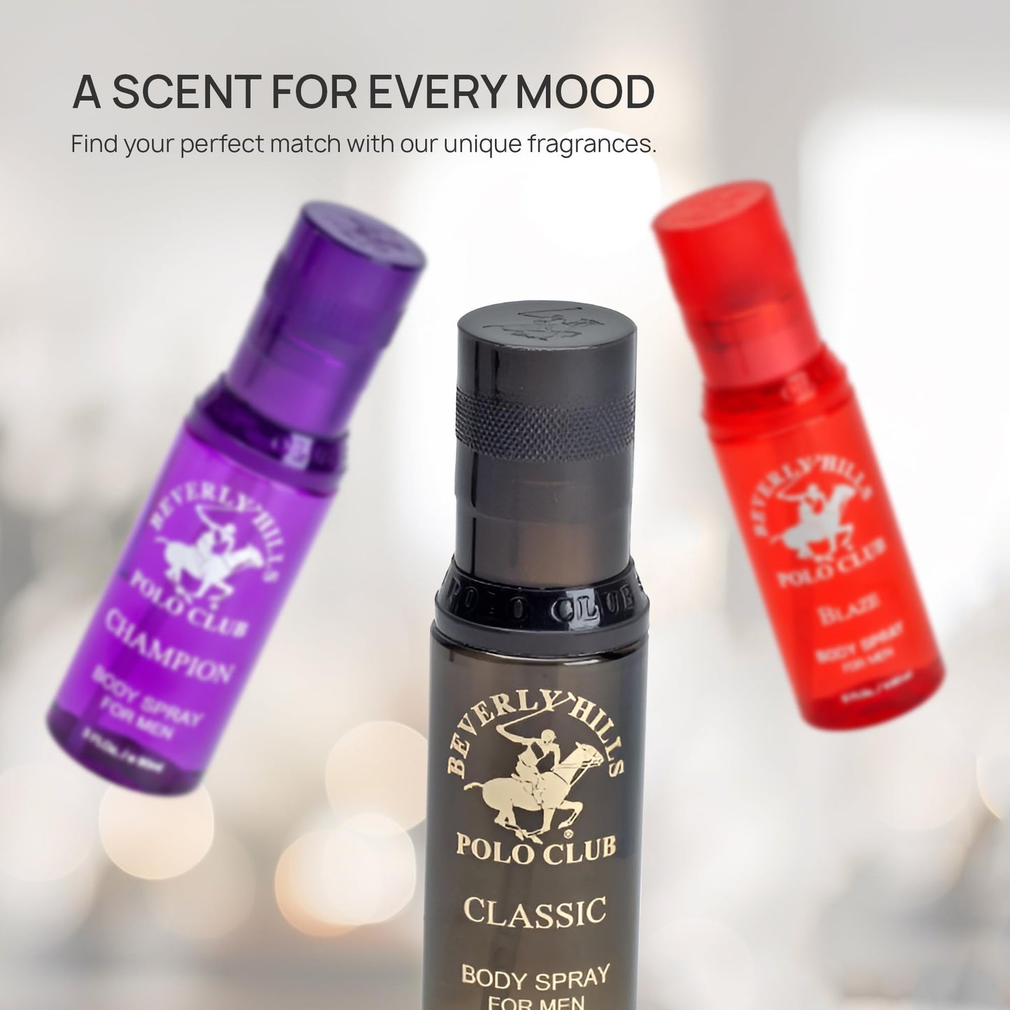 Beverly Hills Polo Club 3 Piece Body Spray Collection: Champion, Classic, Blaze (9 fl Oz, Different Fragrances) Beauty & Personal Care Beverly Hills Polo Club