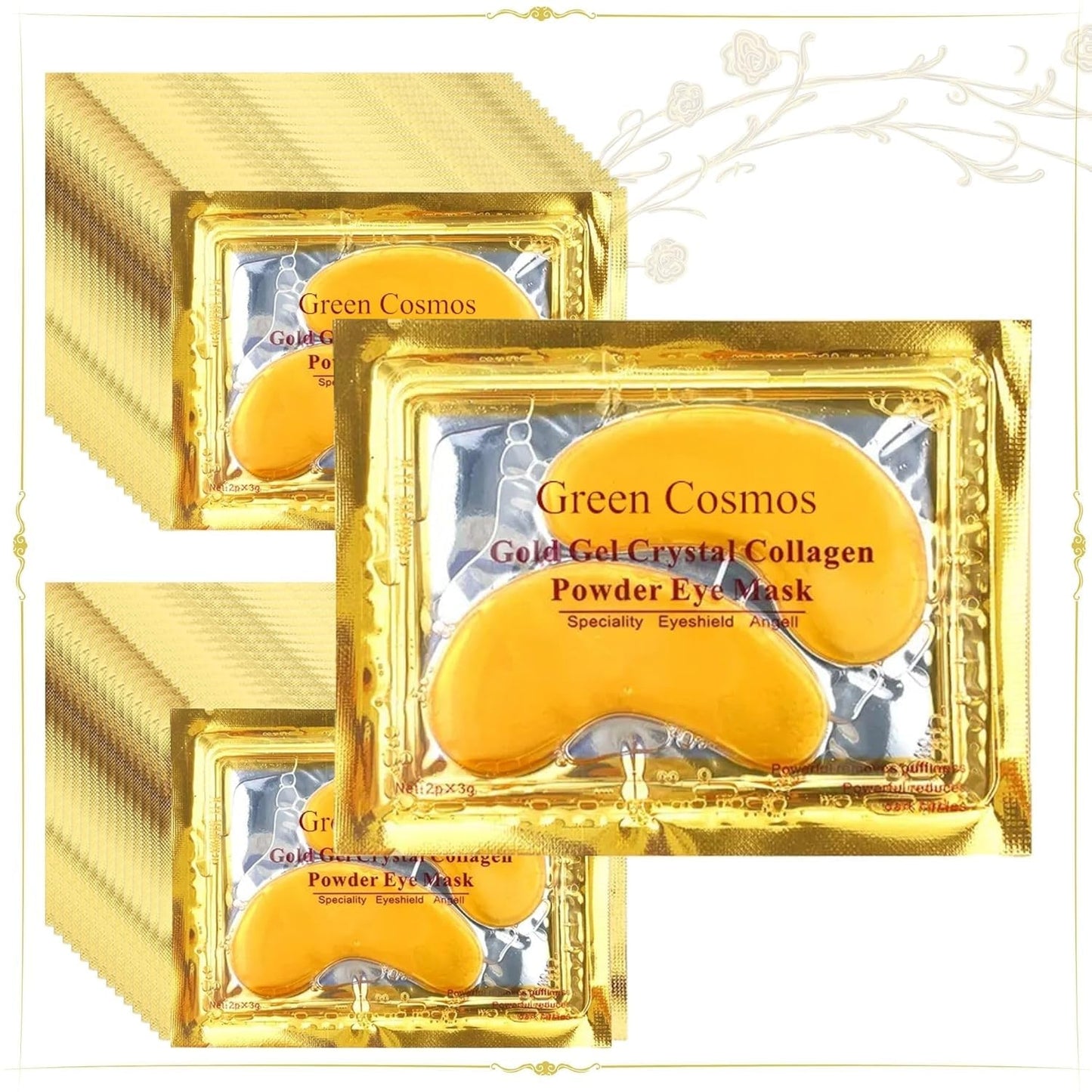 Green Cosmos 30 Pairs 24k Gold Under Eye Patches, Gold Crystal Collagen Eye Mask, Dark Circles Treatments, Removes Under Eye Bags, Collagen Gel Pads Beauty & Personal Care Green Cosmos