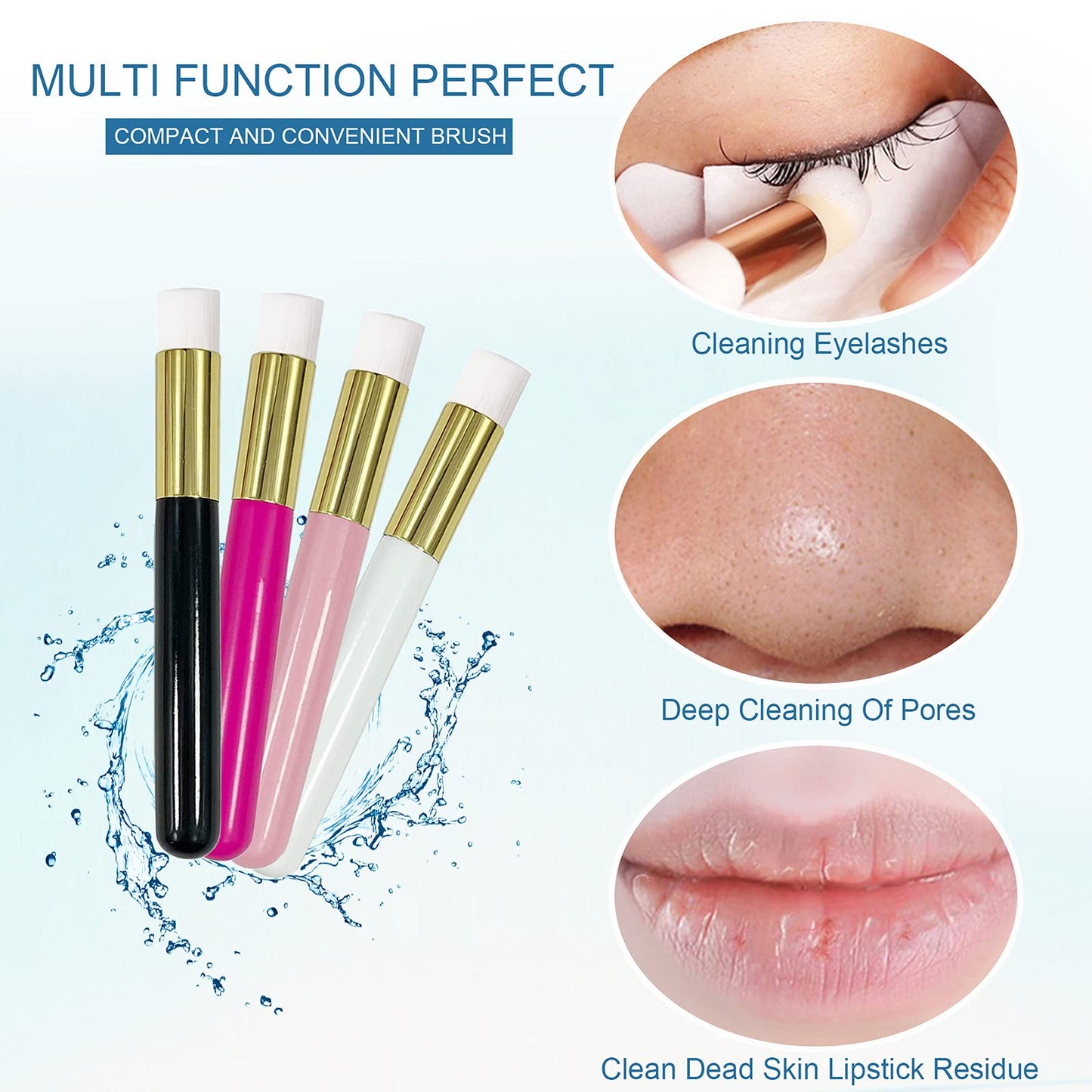 4 Pcs Lash Shampoo Brushes, Peel Off Blackhead Remover Tool, Nose Pore Deep Cleaning, Facial Cleansing, Eyelash Extensions Blackhead Washing Brush Beauty & Personal Care Ronchall