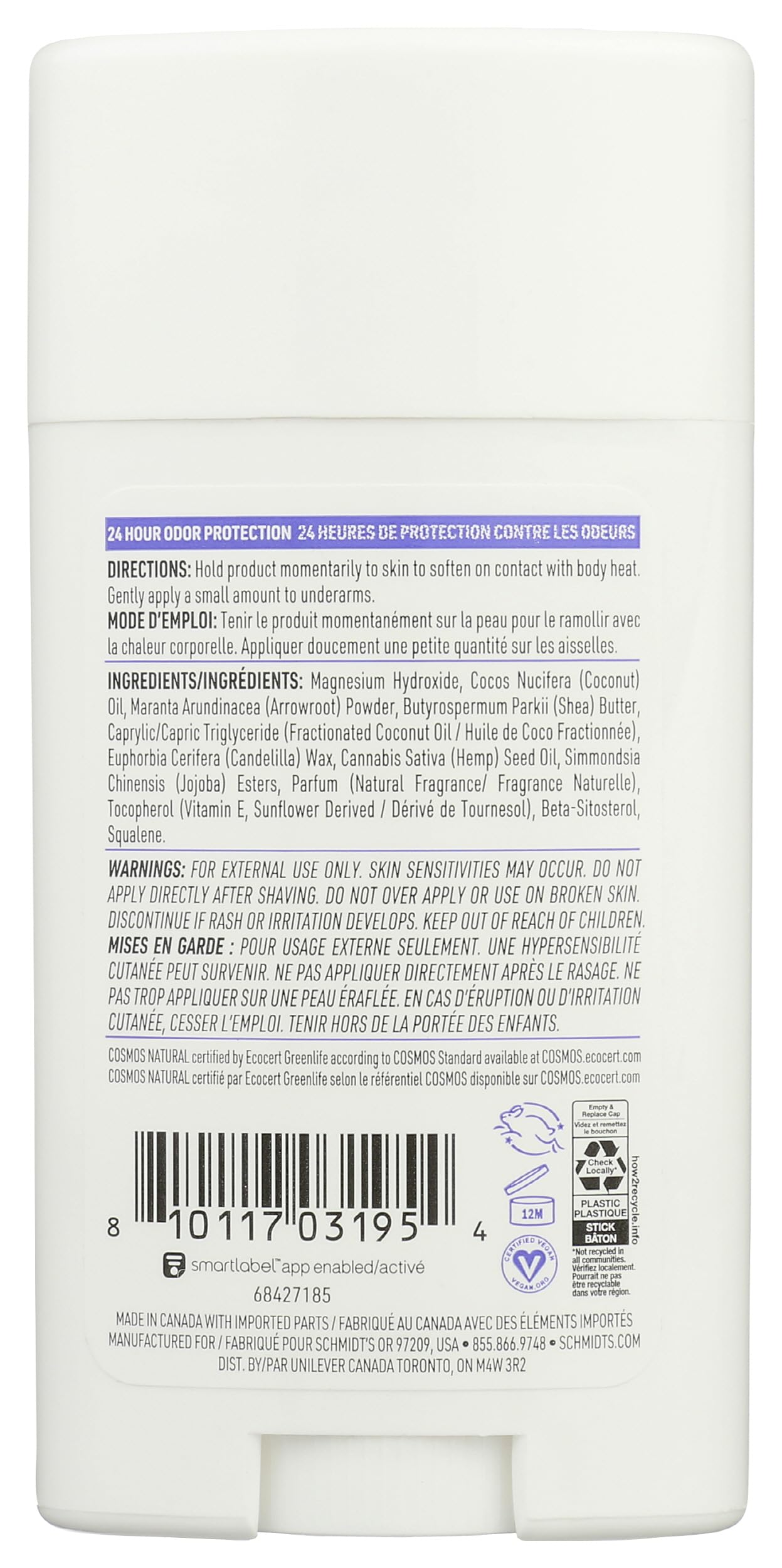 Schmidt's Deodorant For Odor Protection Rose + Black Pepper Aluminum Free Deodorant 2.65 oz Beauty and Personal Care Schmidt's