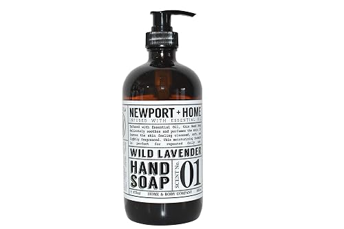 Newport Home and Body Co Hand Soap, Wild Lavender, 16 fl oz Glass Bottle Beauty & Personal Care Newport + Home Hand Soap Co
