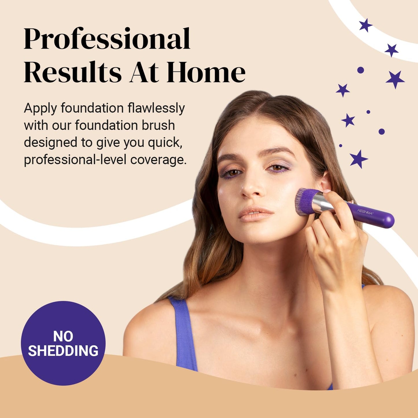 Keshima Large Flat Top Kabuki Foundation Brush - Neon Purple Premium Makeup Brush for Liquid, Cream, and Powder - Buffing, Blending, and Face - 1.6" Beauty & Personal Care KESHIMA