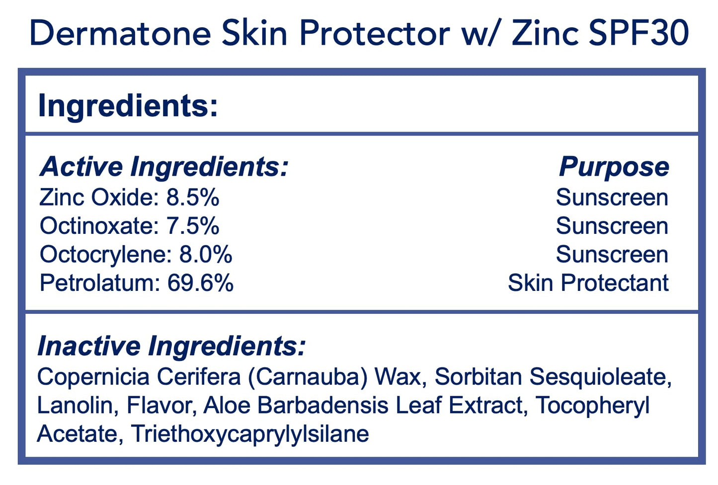 Dermatone Skin Protector w/Zinc | Skin Balm for Face & Lips | Barrier Cream for Sun, Wind & Cold | SPF 30 Zinc Sunscreen | Moisturize, Heal & Repair Beauty & Personal Care DERMATONE