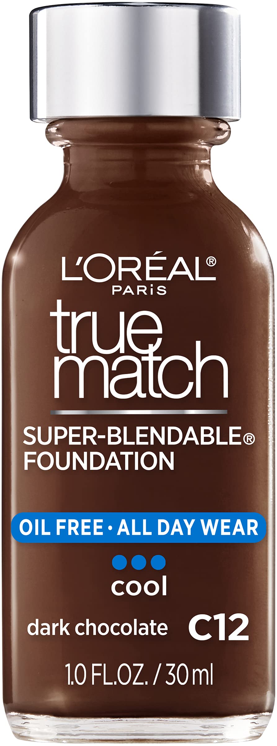 L’Oréal Paris Makeup True Match Super-Blendable Liquid Foundation, Dark Chocolate C12, 1 Fl Oz,1 Count Beauty & Personal Care L'Oreal Paris