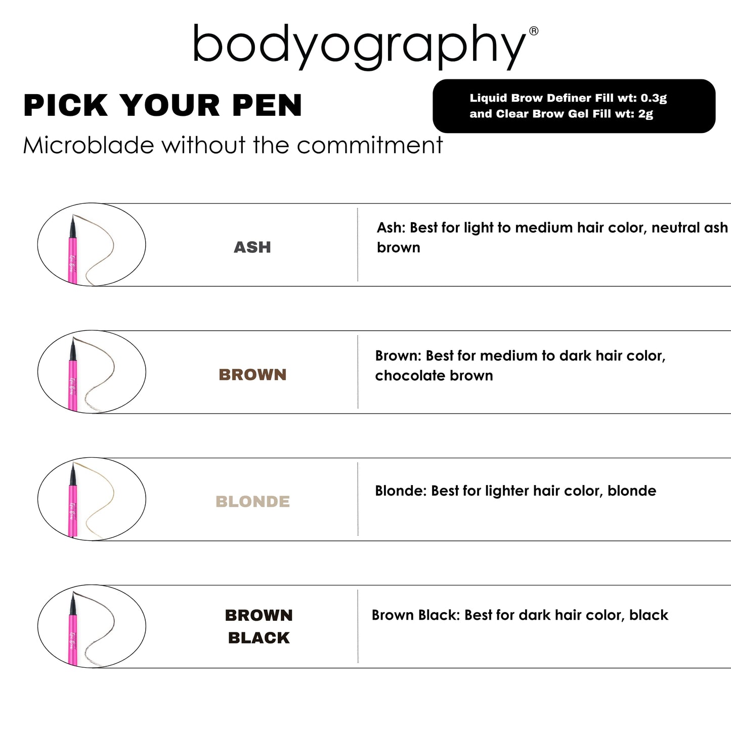 Bodyography Epic Brow Clear Brow Gel + Liquid Brow Definer | 2-in-1 Long-Wear Brow Shaper & Micro-Fine Pen | Hair-Like Strokes, Precise Definition… Beauty & Personal Care Bodyography