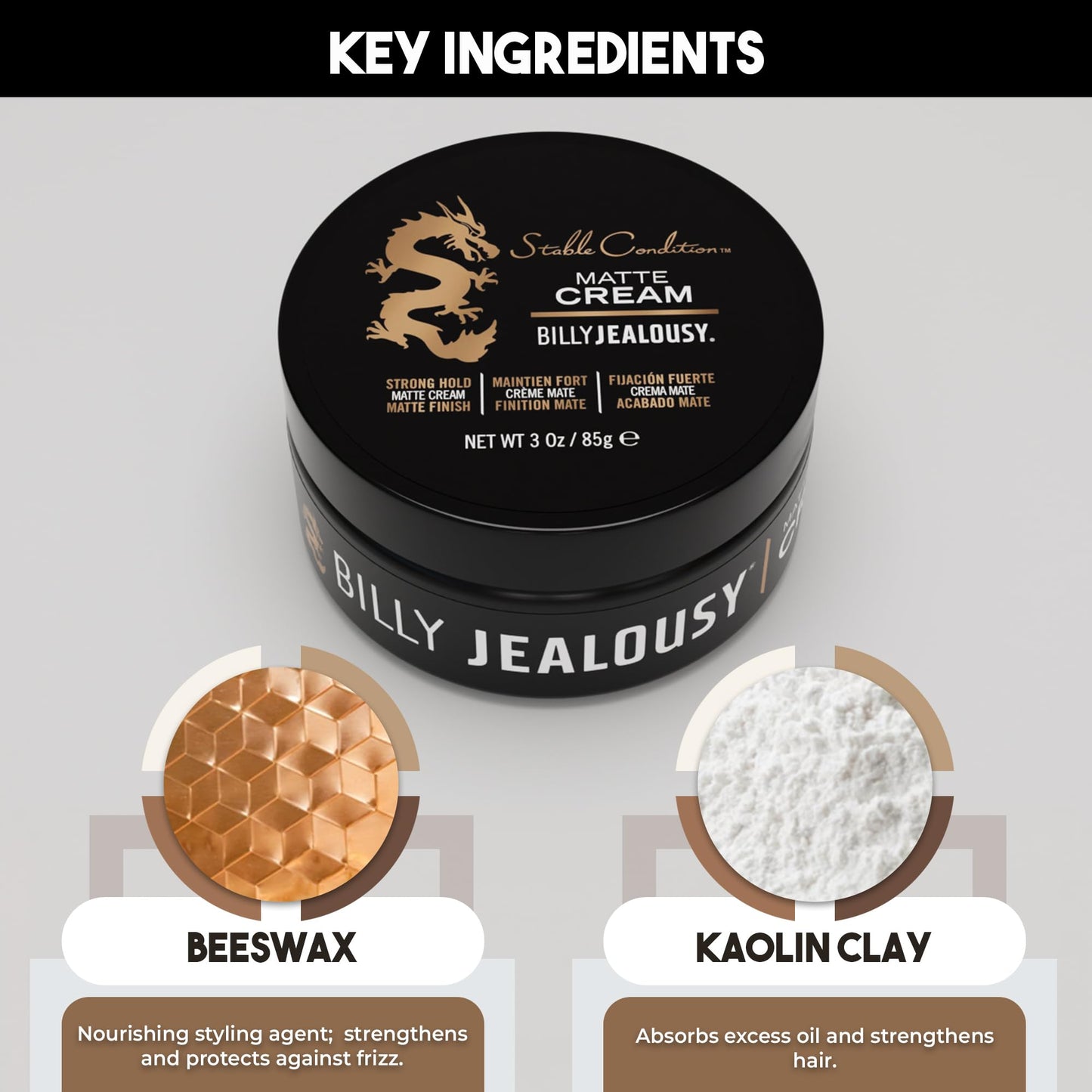 Billy Jealousy Stable Condition Matte Cream for Men with Natural Hold and Matte Finish, Reworkable, Lightweight, Water Based Hair Styling Product Beauty & Personal Care Billy Jealousy