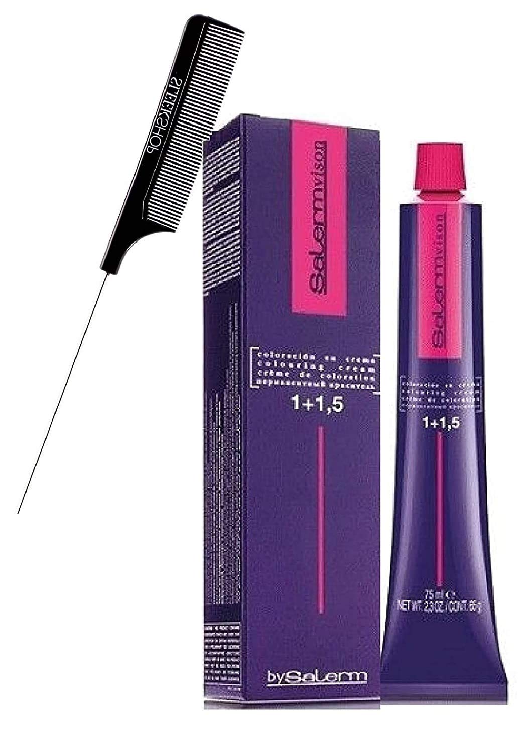 Salerm Cosmetics VISION Salermvision Permanent Cream Hair Color Dye (w/Sleek Steel Pin Rat Tail Comb) Haircolor Creme, Gray Coverage in 30 minutes Beauty & Personal Care SALERM