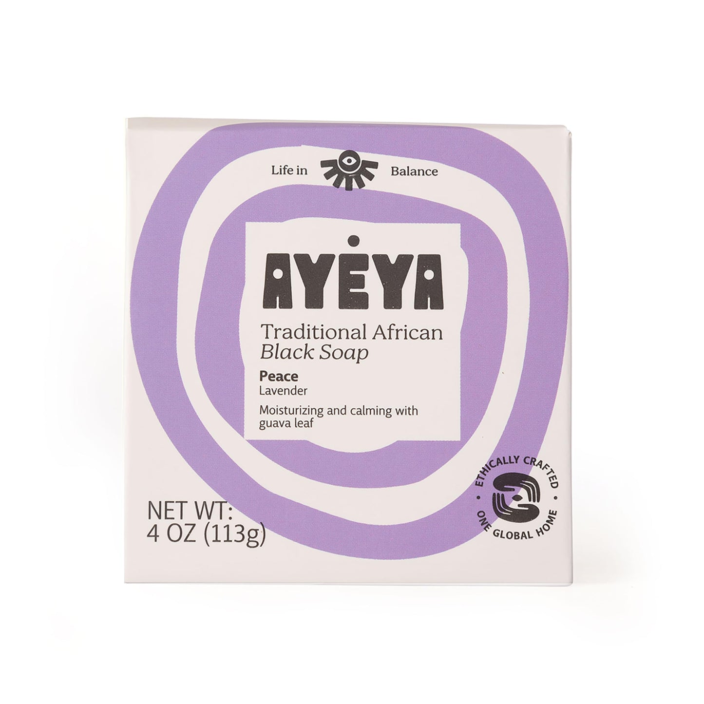AYÉYA African Black Soap Bar, Lavender (Peace) - Exfoliating Bar Soap for Dry, Combination, Sensitive, Acne-Prone Skin, 4 Oz Beauty & Personal Care Ayeya