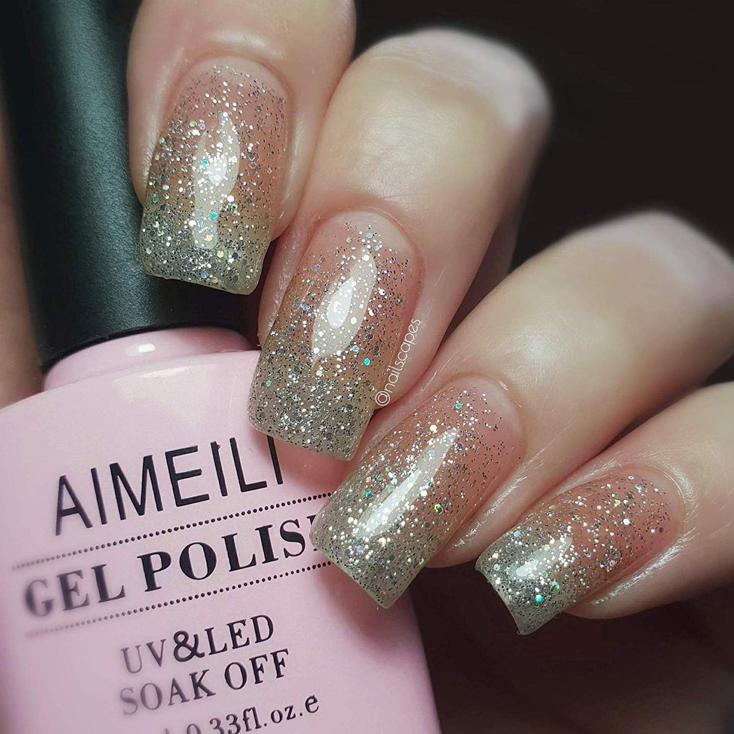 AIMEILI Soak Off U V LED Glitter Gel Nail Polish - Silver Glitter Explosion (023) 10ml Beauty & Personal Care AIMEILI
