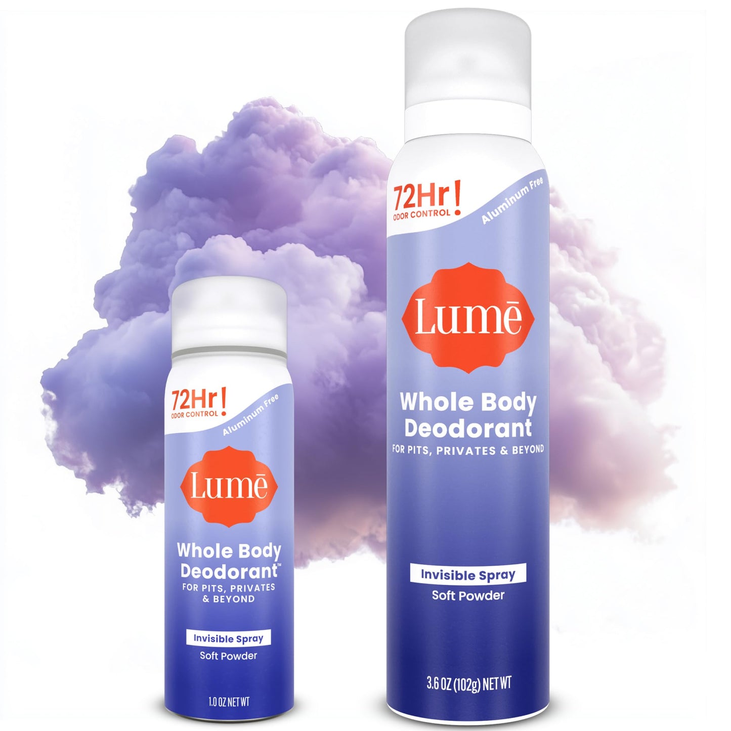 Lume Invisible Spray Deodorant For Women Two Pack - Full Size & Mini Whole Body Deodorant Spray - 72 Hr Odor Control - Aluminum & Baking Soda Free - 2 Beauty and Personal Care Lume