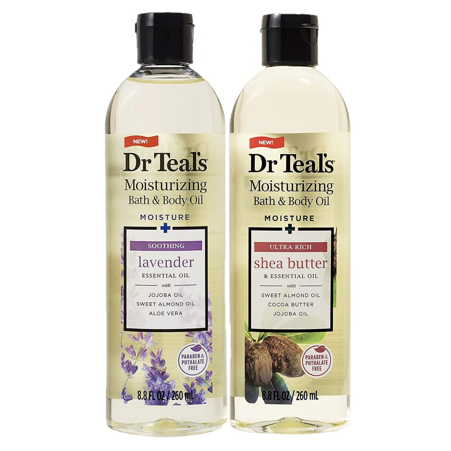 Dr. Teals Bath & Body Oil Variety Gift Set (2 Pack, 8.8oz Ea.) - Soothing Lavender & Ultra Rich Shea Butter - Essential Oils Hydrate Skin & Alleviates Beauty and Personal Care Dr Teal's
