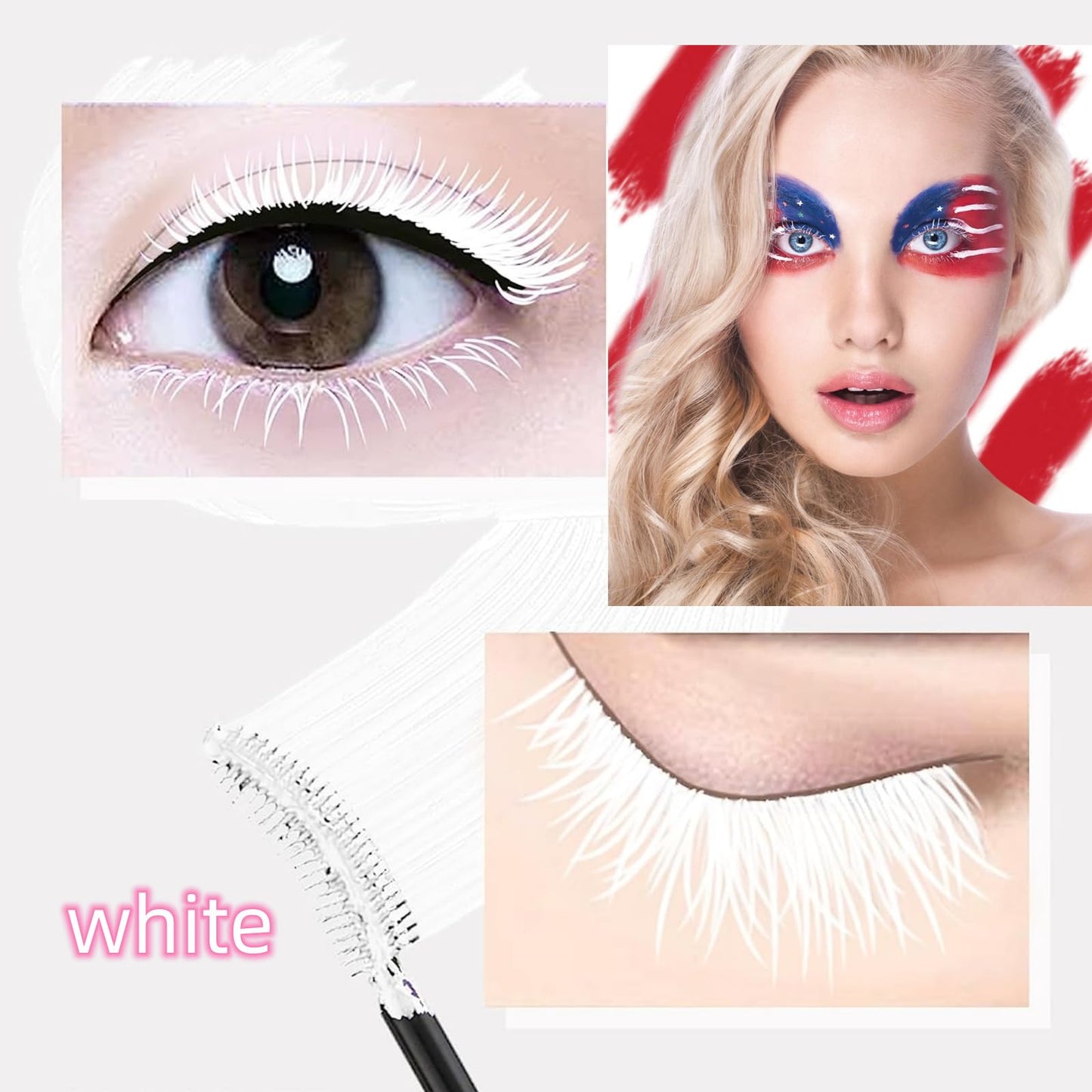 LGSZGDCN White Lashes volume mascara Extensions Makeup Lash Waterproof Fast Dry Eyelashes Curling Lengthening Primer Party Stage Use Beauty & Personal Care LGSZGDCN