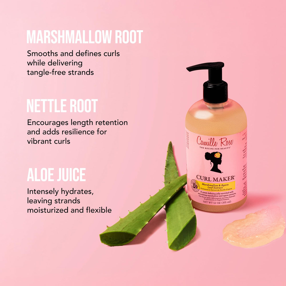 Camille Rose Curl Maker, Smoothing and Nourishing Curly Hair Gel with Aloe, for All Hair Types and Textures, 12 fl oz Beauty & Personal Care Camille Rose