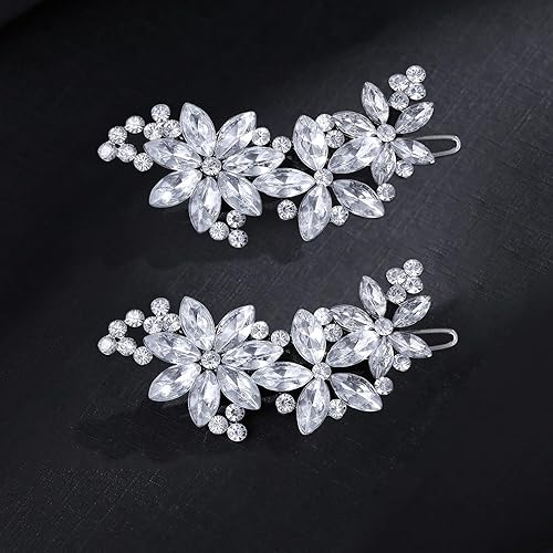 Goledwedy Crystal Flower Bridal Hair Clips(2 packs)Rhinestone Wedding Hair Clips For Brides Beauty & Personal Care Goledwedy