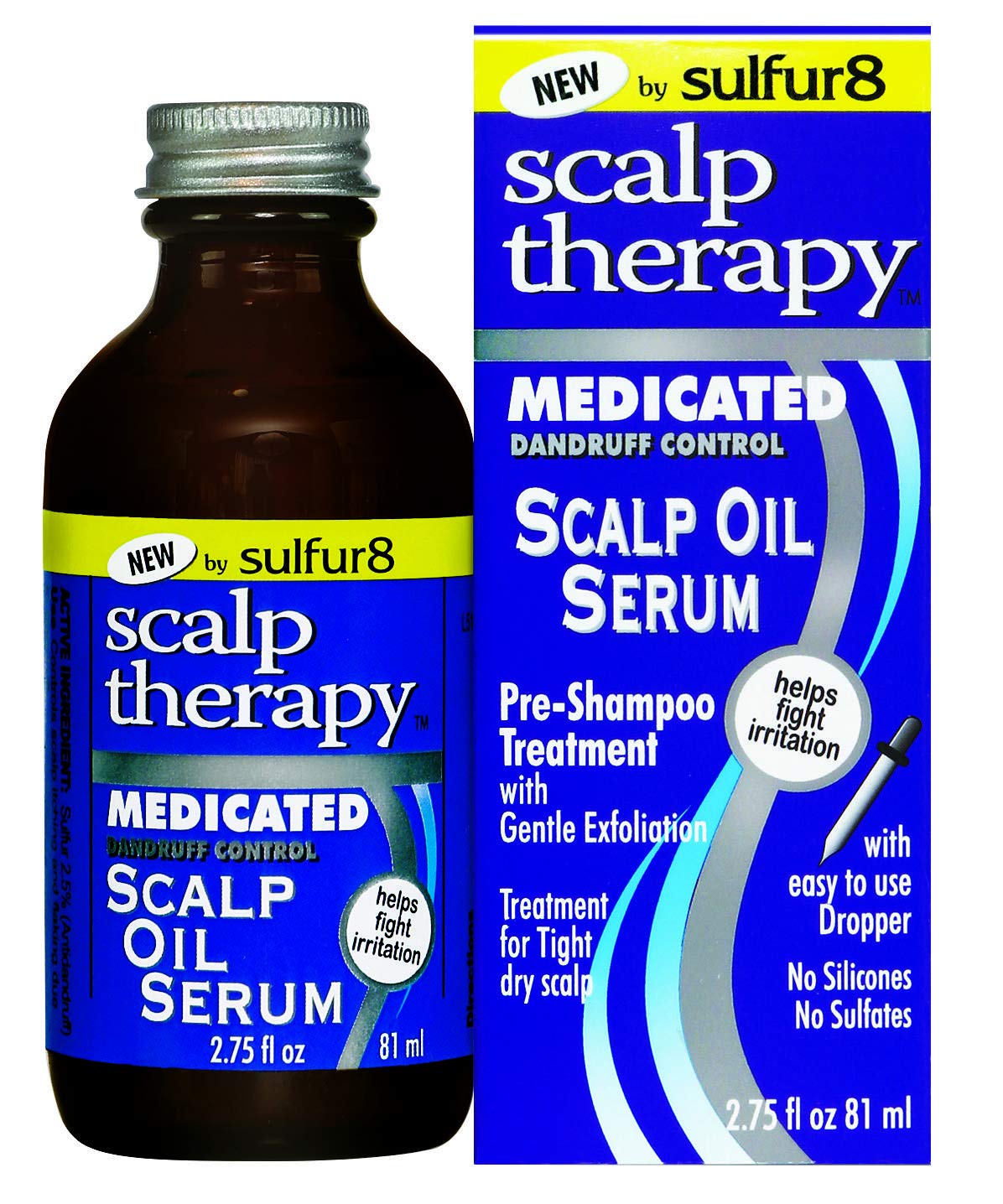 SULFUR8 Scalp Therapy Oil Serum - Medicated Anti-Dandruff Treatment for Itchy, Dry, Flaky Scalp - Lightweight Serum for All Hair Types, Promotes