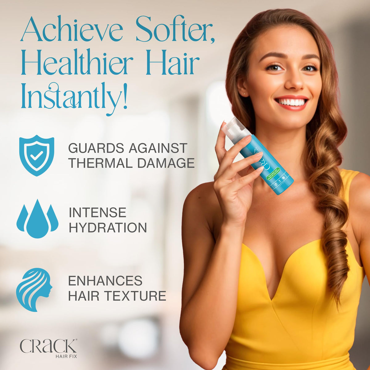 Crack HAIR FIX Mist Spray - Moisturizes & Protects Hair From Dryness & Thermal Damage, Improves Texture - 6 oz Beauty & Personal Care Crack