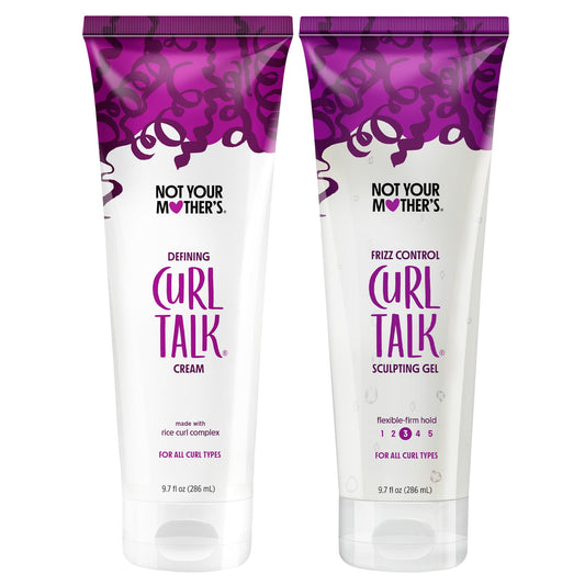 Not Your Mother's Curl Talk Frizz Control Sculpting Gel & Defining Cream (2-Pack) - 9.7 fl oz - Formulated with Rice Curl Complex - All Curly Hair Beauty & Personal Care Not Your Mother's