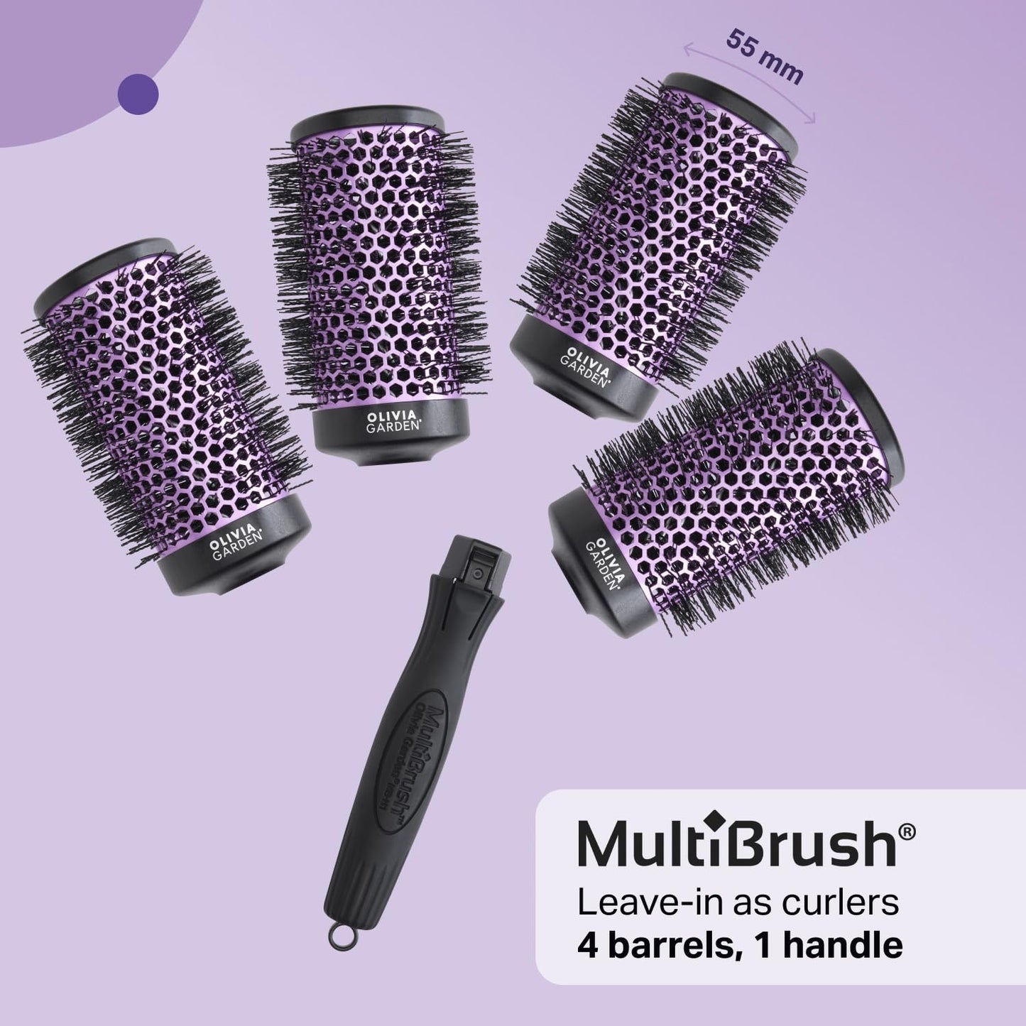Olivia Garden MultiBrush Detachable Thermal Styling Hair Brush (5-Piece Kit 2 1/2" 66mm) Beauty & Personal Care Olivia Garden