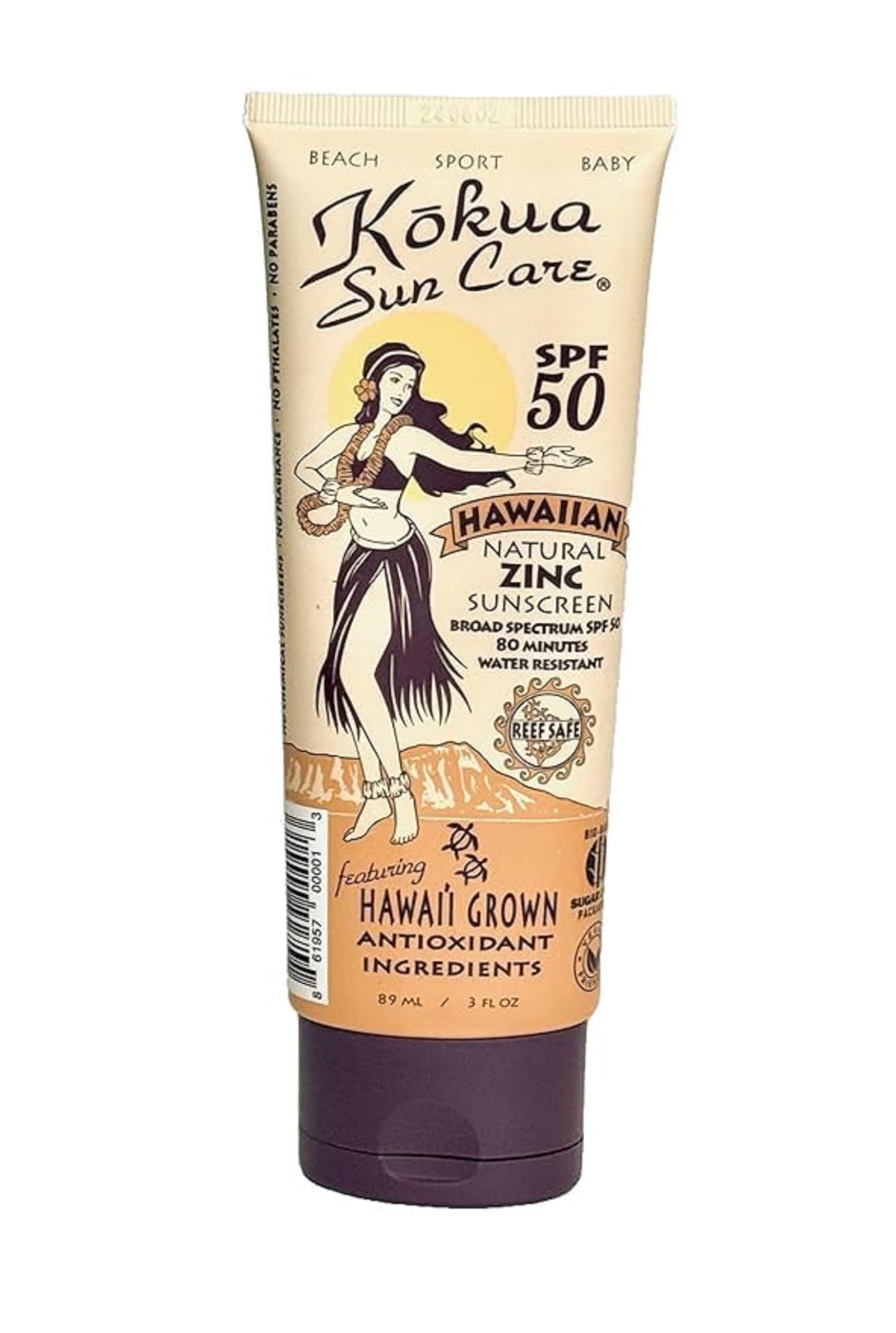 Kokua Sun Care Hawaiian Reef Safe Sunscreen SPF 50 | 3 oz | Zinc Oxide | Mineral Sunscreen | Face & Body | Moisturizing Sun Protection | Water Beauty & Personal Care Kokua Sun Care