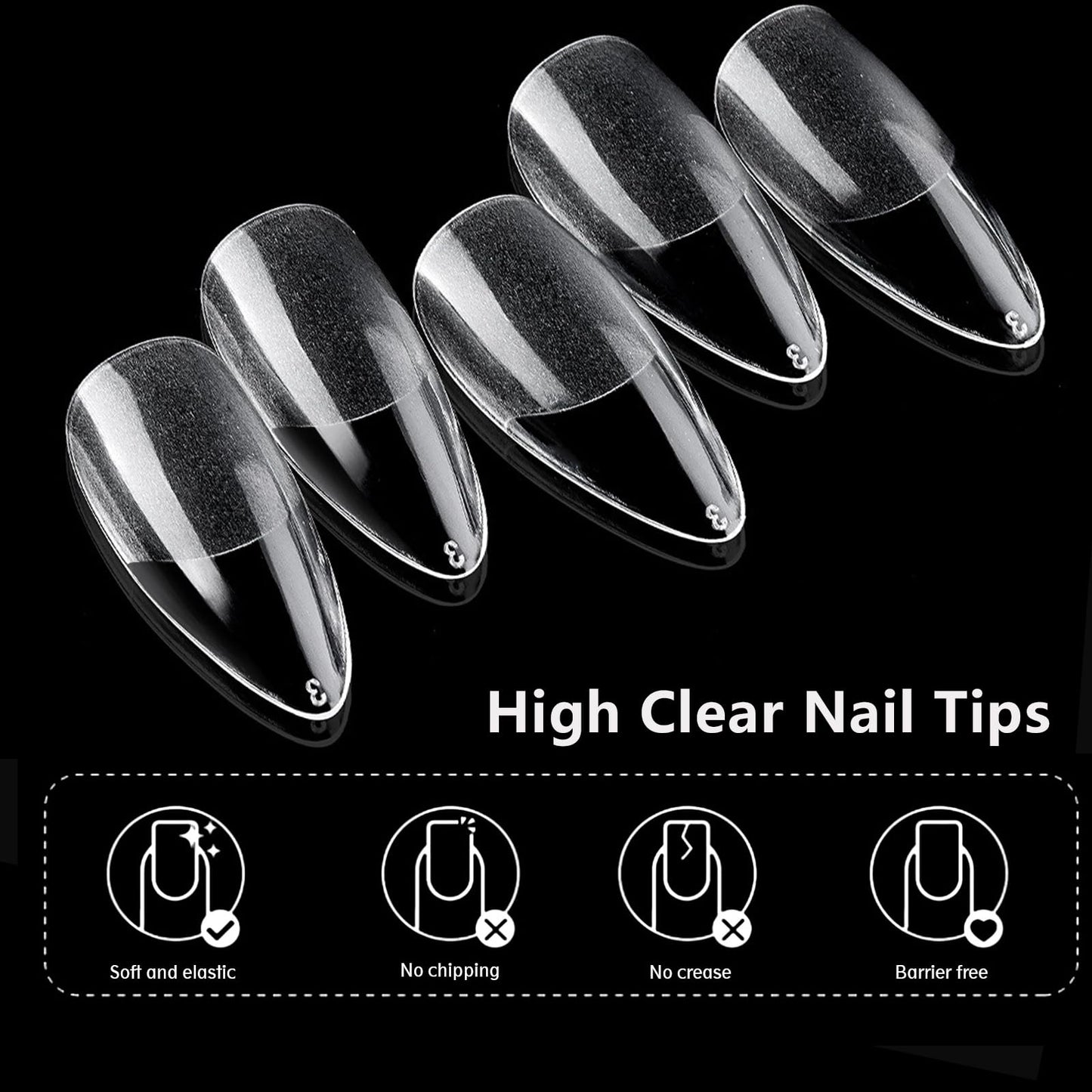 AddFavor 240pcs Almond Nail Tips Clear Full Cover Medium Length Short Almond Fake Nails Acrylic Gel Nail Tips for Salon and Home Nail Art Manicure 12 Beauty & Personal Care AddFavor