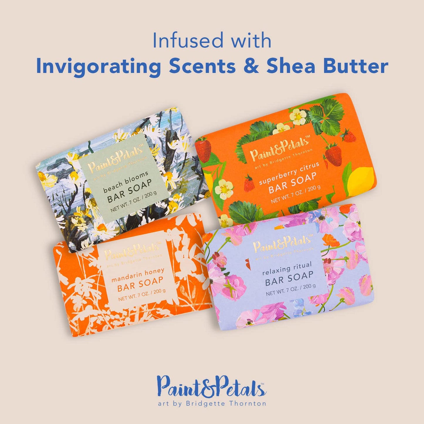 PAINT & PETALS Scented Bar Soap Set with 6 Different Scents and 2 Gift Bags, 7 Ounces Each Beauty & Personal Care PAINT & PETALS