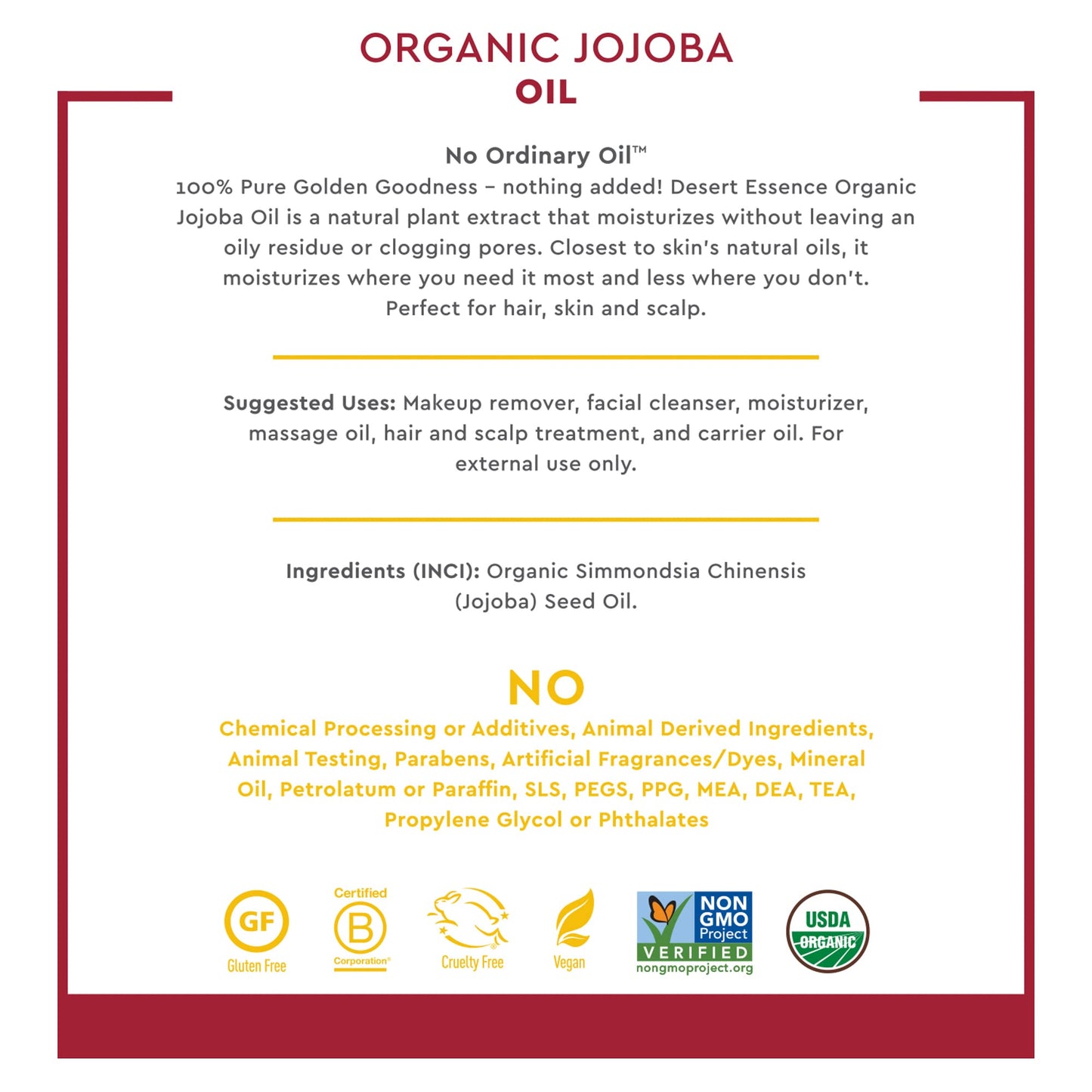 Desert Essence Organic Jojoba Oil -- 4 fl oz (Pack of 2) Beauty & Personal Care Desert Essence