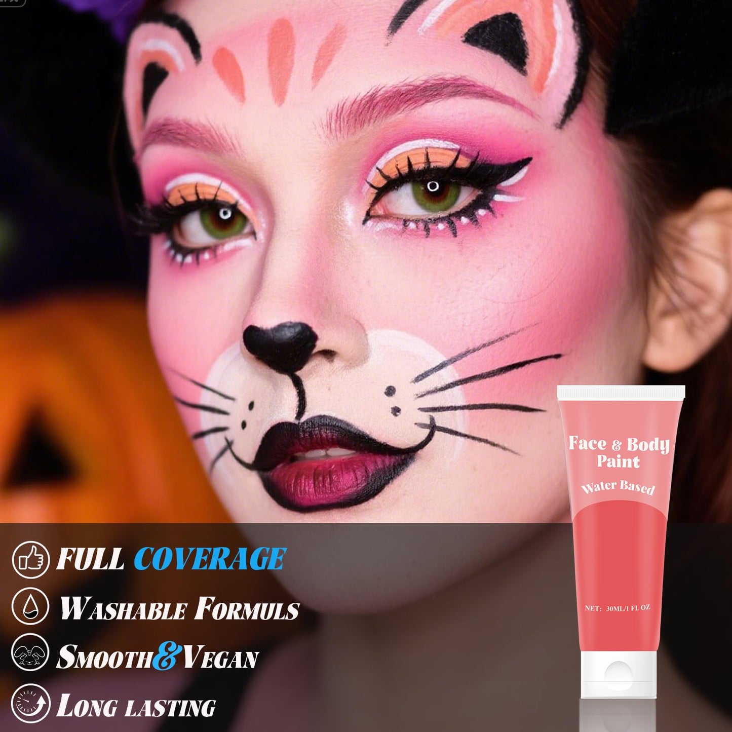 Pink Face Body Paint,Water Based Face Painting for Art Theater Halloween Party Cosplay,Sugar Skull Makeup, Clown, Costume, SFX Special Effect Beauty & Personal Care TUHPIBK