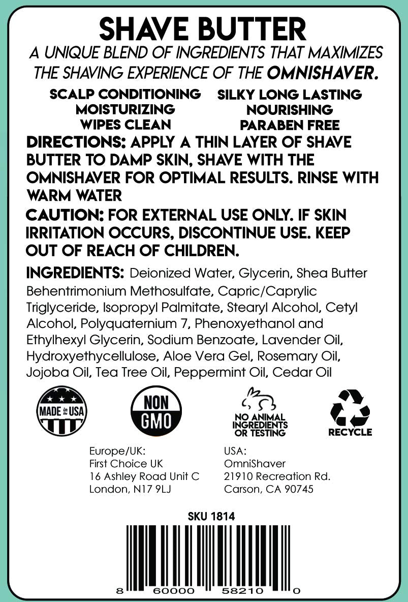 OmniShaver Shave Butter - Moisturizing Shaving Cream for Men & Women | Sensitive Skin Formula | Travel Size 6 oz | Aloe, Tea Tree & Shea Butter… Beauty & Personal Care OmniShaver