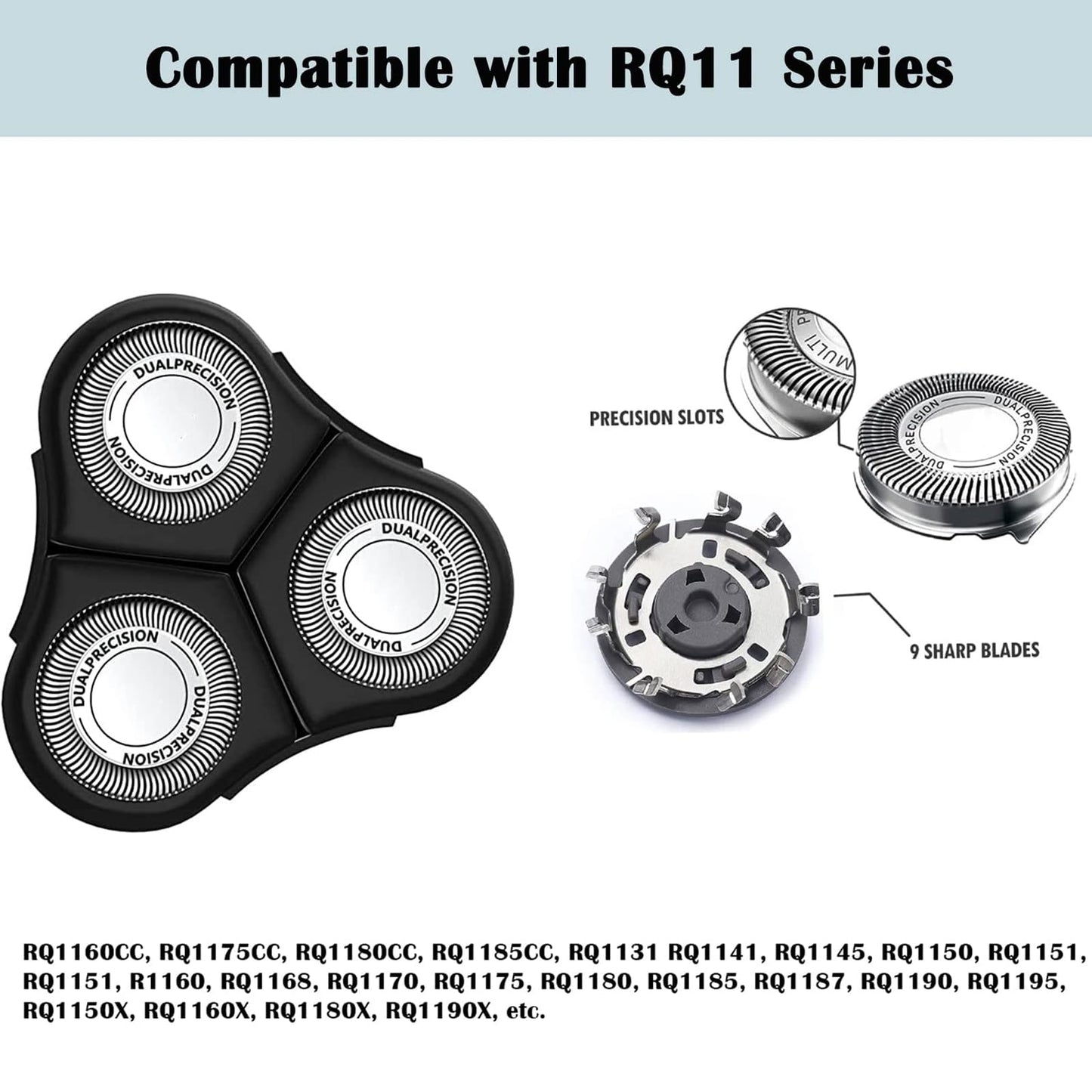 Suleto RQ11 Replacement Heads Compatible with Philips Shaver 1150x, 1160x, 1170x,1180x Series, RQ11 Shaving Razor Replacement Blades for Senso-Touch Beauty and Personal Care Suleto