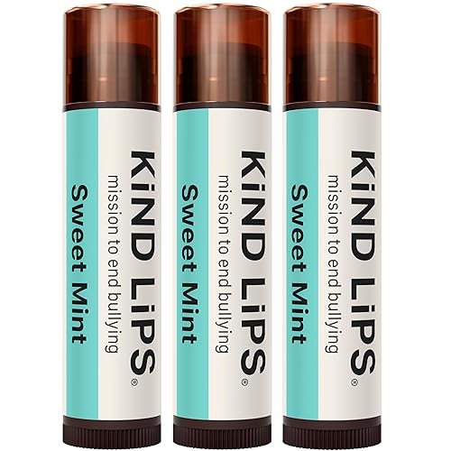 Kind Lips Organic Sweet Mint Lip Balm 3-Pack - Cooling, Refreshing Lip Care for Dry, Chapped Lips • 100% Natural, Clean, Gluten-Free, Grain-Free • Beauty & Personal Care Kind Lips