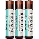 Kind Lips Organic Sweet Mint Lip Balm 3-Pack - Cooling, Refreshing Lip Care for Dry, Chapped Lips • 100% Natural, Clean, Gluten-Free, Grain-Free • Beauty & Personal Care Kind Lips