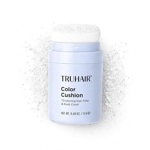 TRUHAIR Color Cushion Thickening Hair Filler & Root Cover Up Powder - Oil Absorbing Hair Fibers for Thinning Hair - Instant Volume, Gray Coverage Beauty & Personal Care Truhair