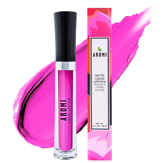 Aromi Bright Pink Matte Liquid Lipstick | Long-Lasting, Magenta Fuchsia Lip Color for Women, Blue Undertones, Vegan, Waterproof (Pink Peonies) Beauty & Personal Care Aromi